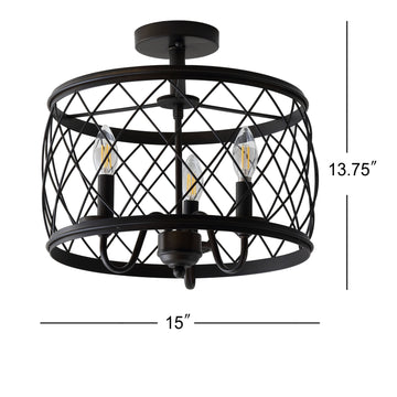 Eleanor 15" Metal LED Semi Flush Mount Ceiling Light - JONATHAN Y